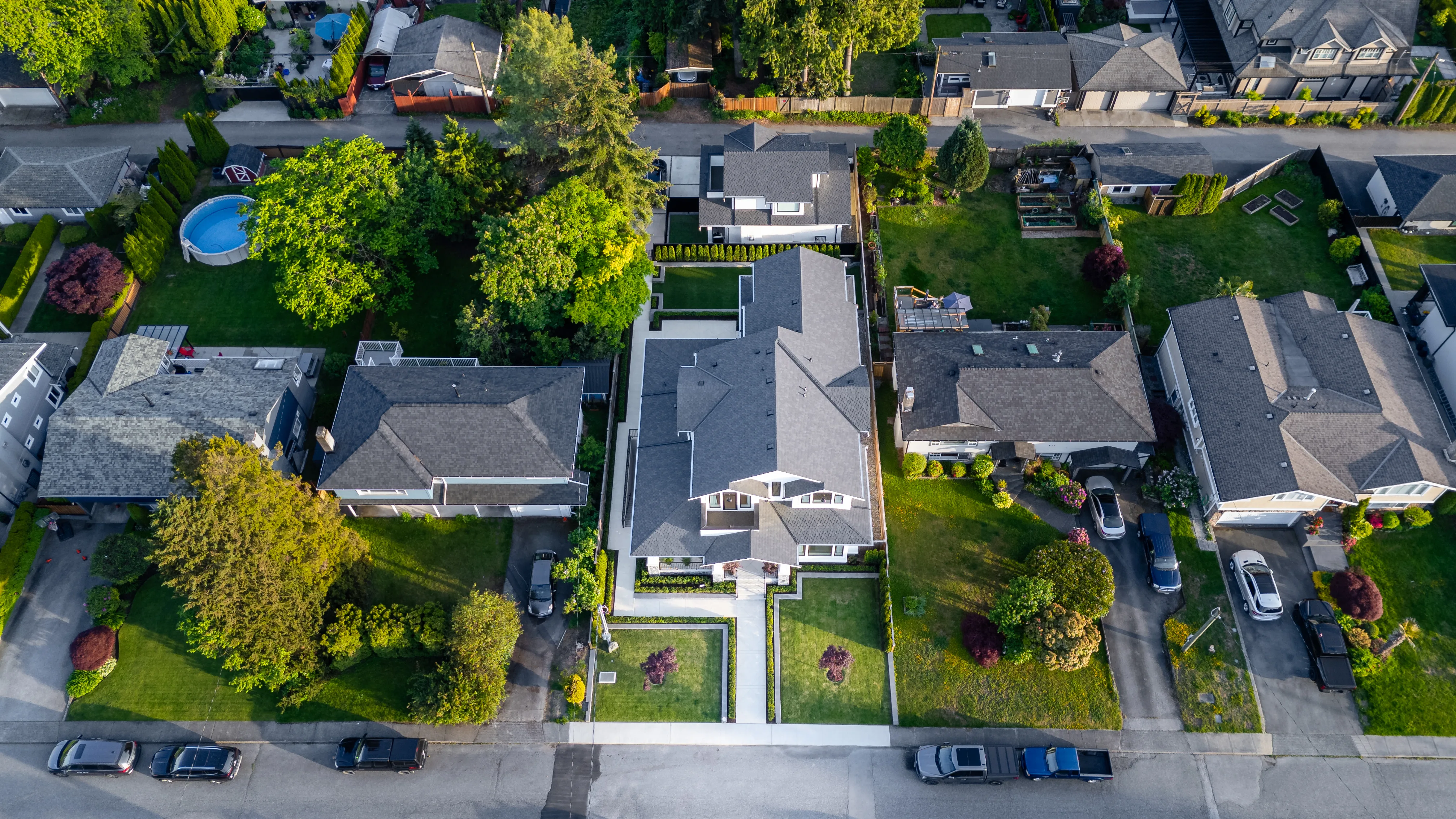 Drone view completed roof Lower Mainland