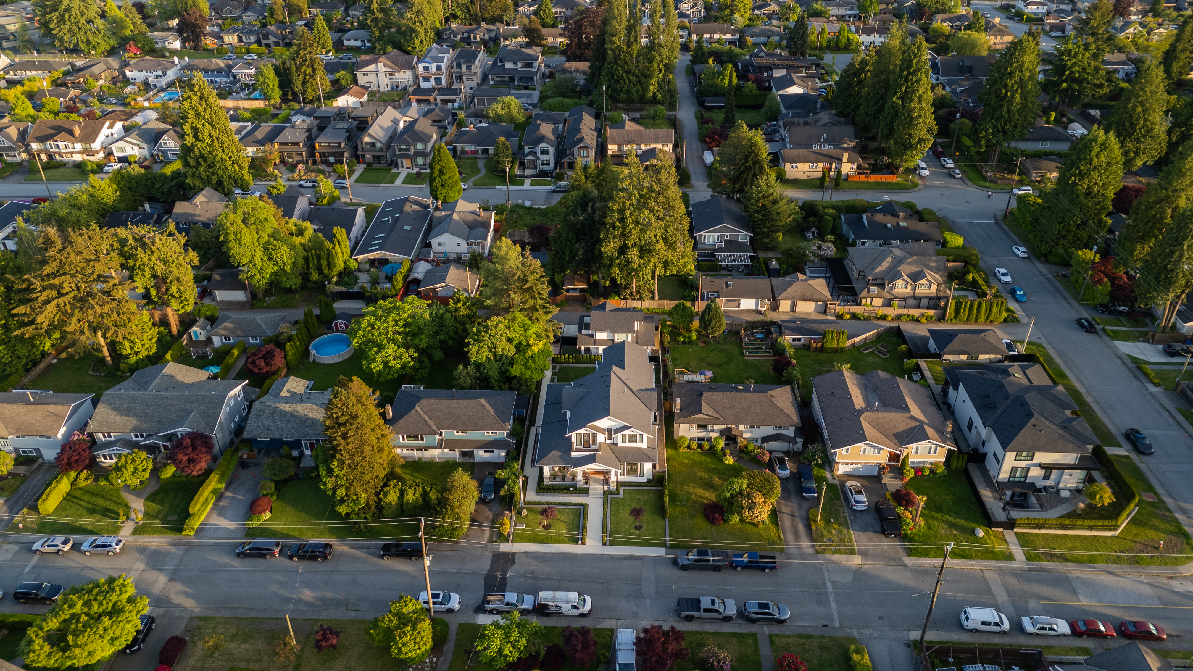 Residential neighbourhood aerial &mdash; Lower Mainland BC