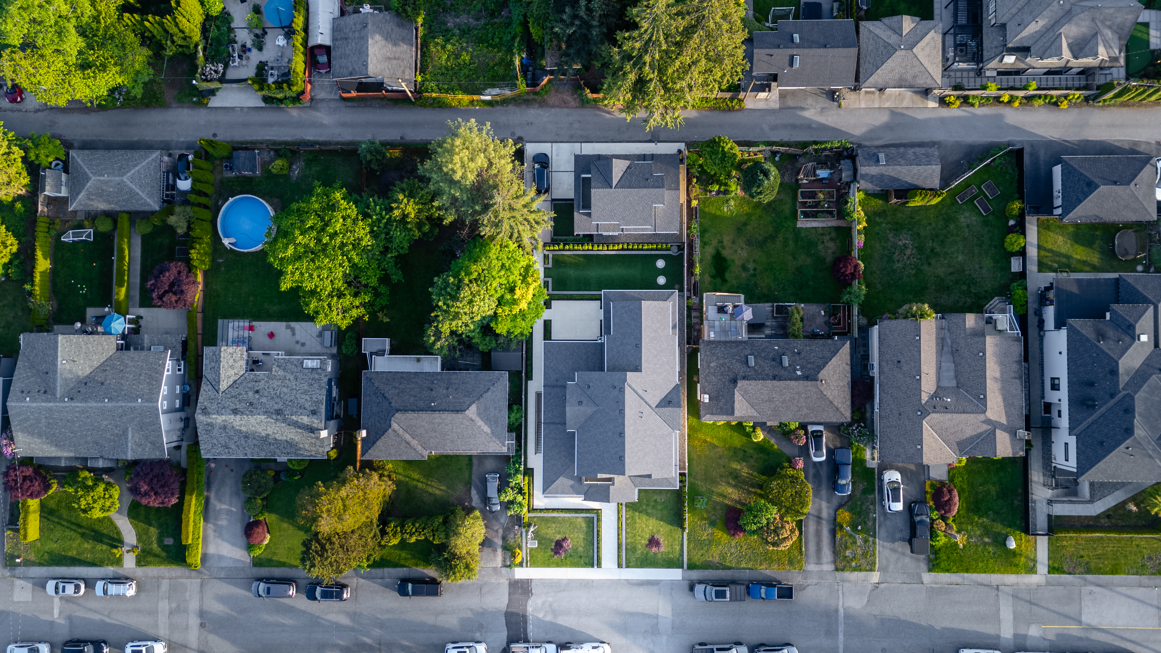 Aerial view of completed roof installation