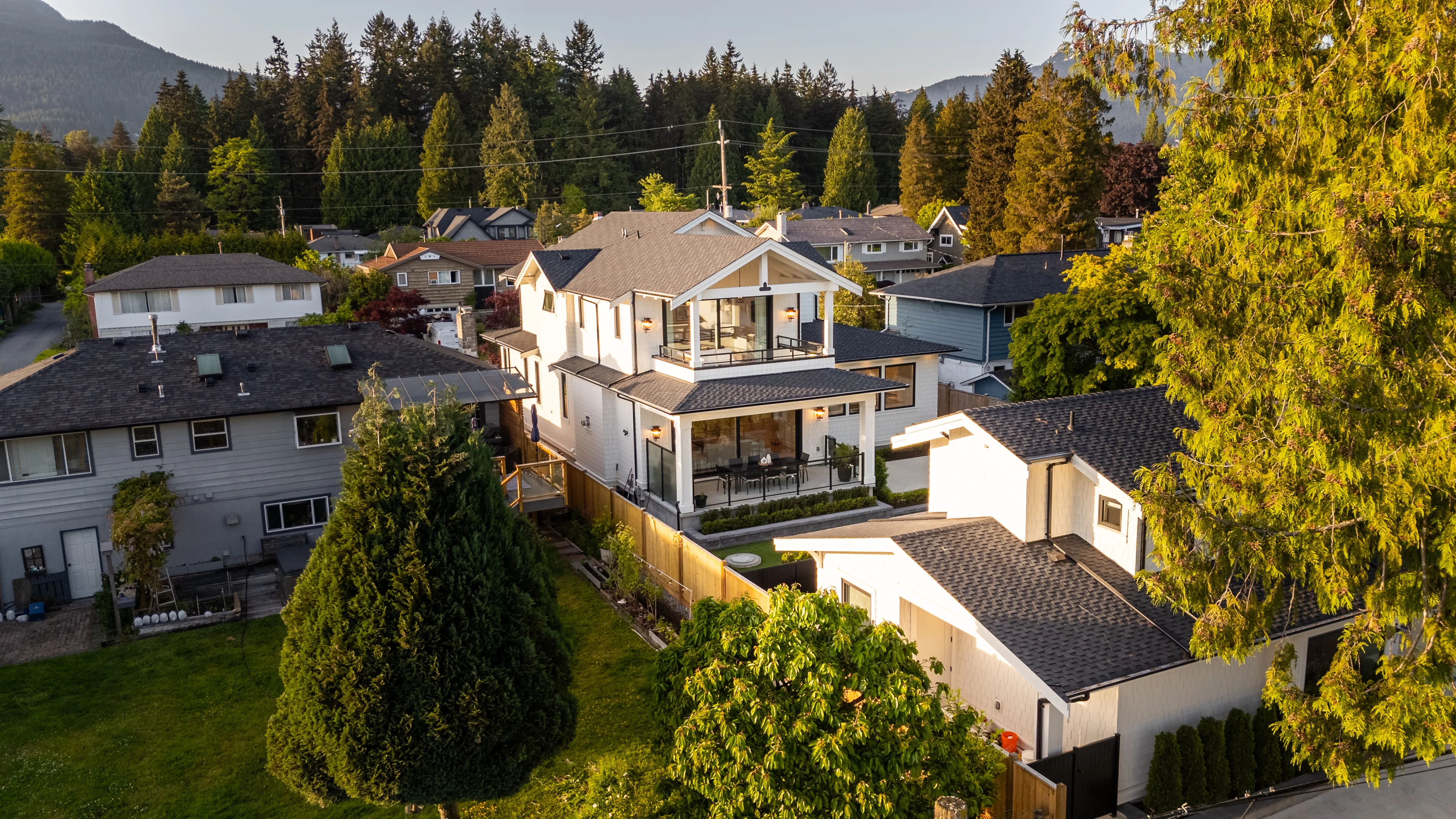 Aerial reroofing North Vancouver