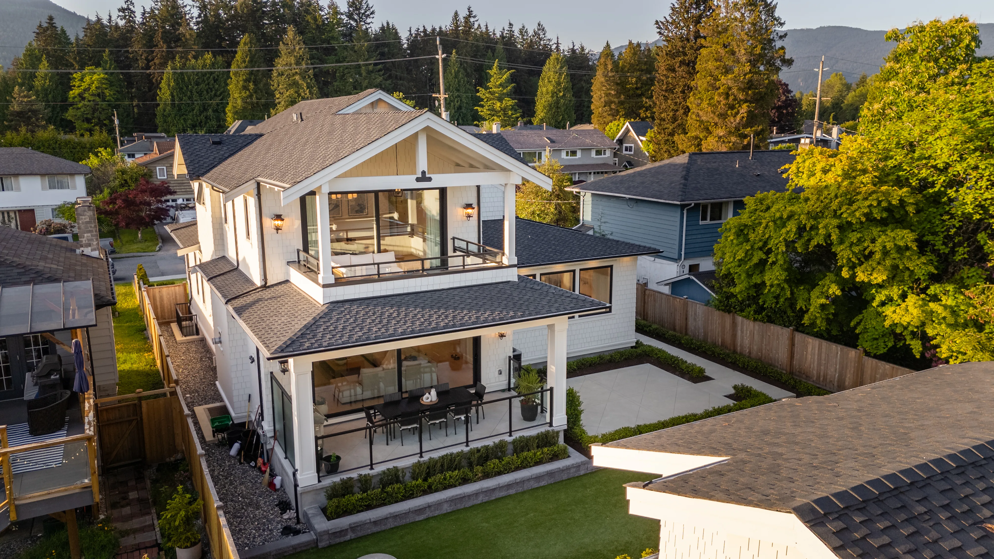 Drone view residential roof Burnaby