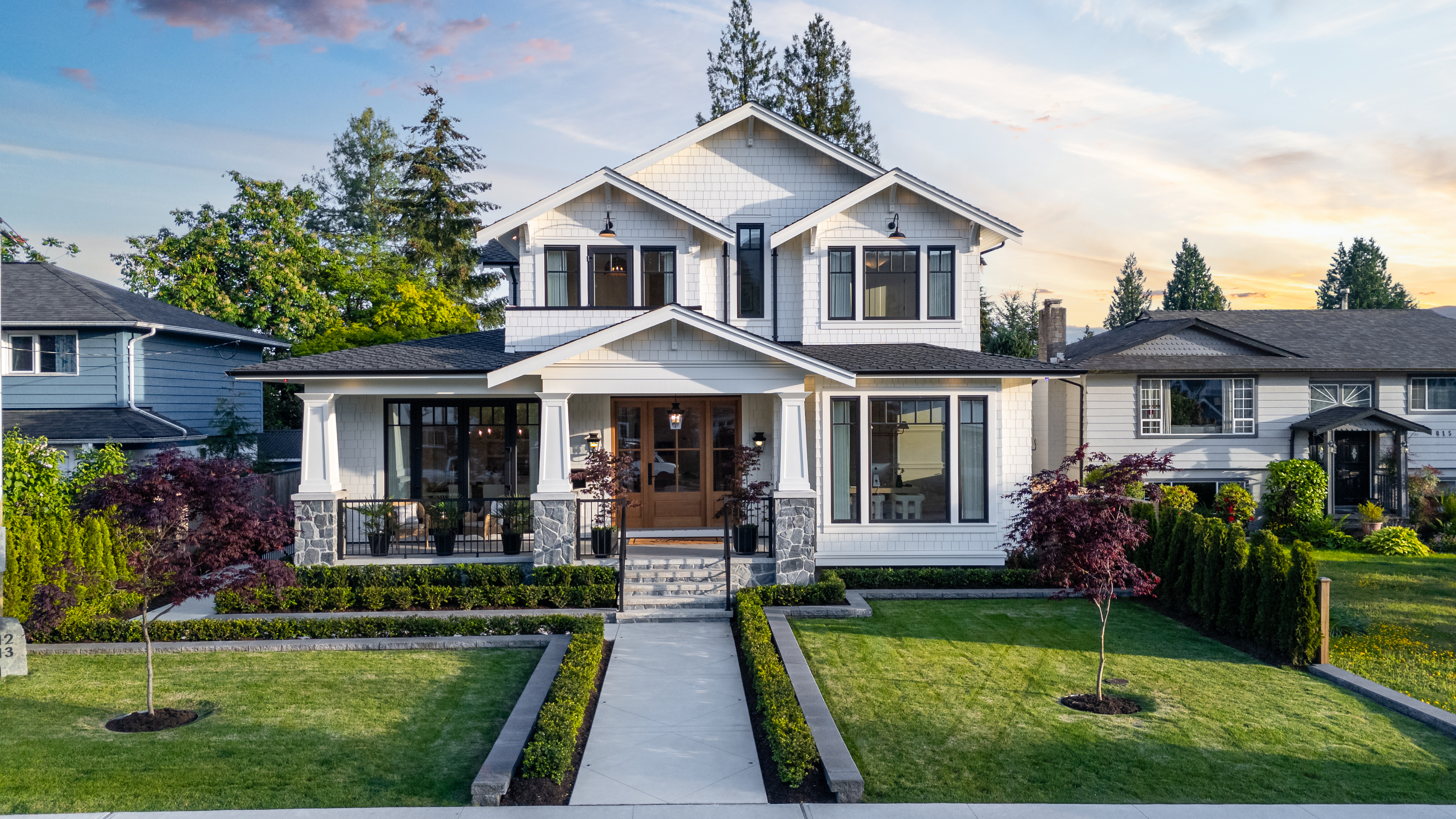 Aerial drone view of completed roof installation &mdash; Lower Mainland