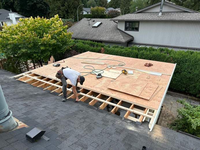 Stonnex crew installing new roof decking on a Lower Mainland home